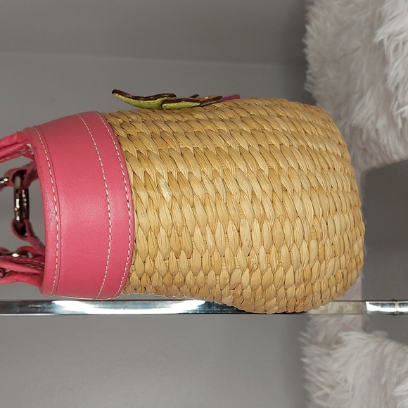 Coach Hand Woven Straw & Leather Small Tote Bag - Picture 6 of 13